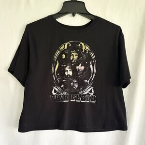 Pink Floyd Women’s XL Black T-shirt Tee Crop Top Short Sleeve Band Retro
